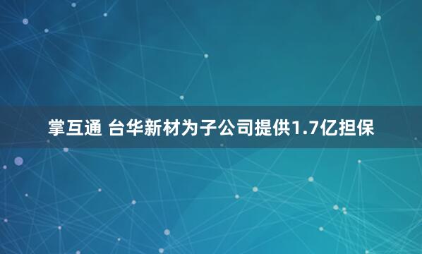 掌互通 台华新材为子公司提供1.7亿担保