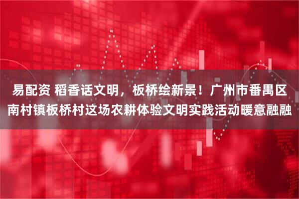 易配资 稻香话文明，板桥绘新景！广州市番禺区南村镇板桥村这场农耕体验文明实践活动暖意融融