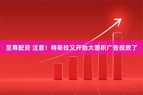至尊配资 注意！特斯拉又开始大面积广告投放了